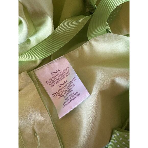 Blueberi Boulevard Girls Green Sundress Size 6 Cotton Blend Polka Dot Bows - Picture 5 of 5